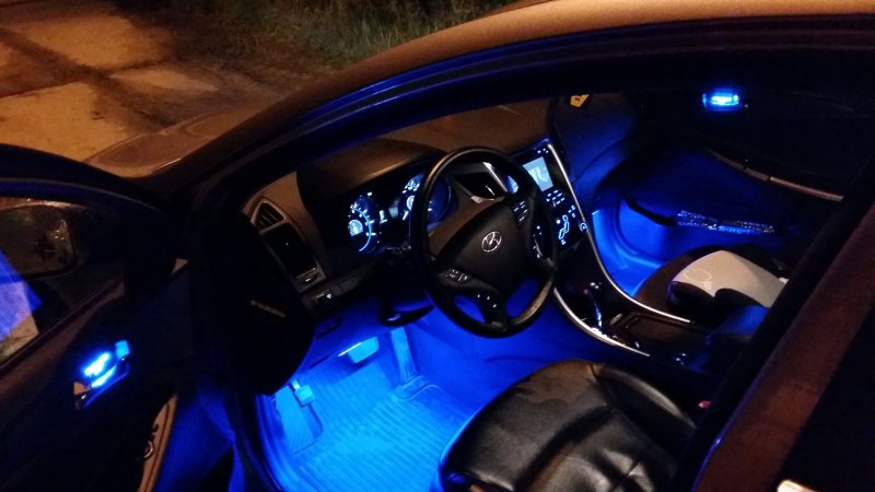 Hyundai Sonata 2020 салон ночью