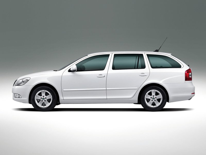 Белая Skoda Octavia a8 сбоку