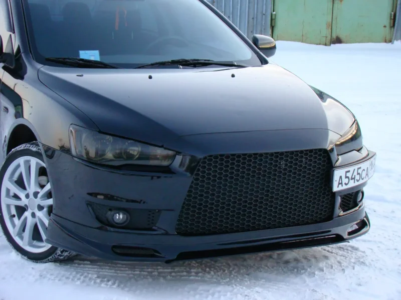 Юбка переднего бампера Zodiak (с планкой) Mitsubishi Lancer 10 (2007-2010)