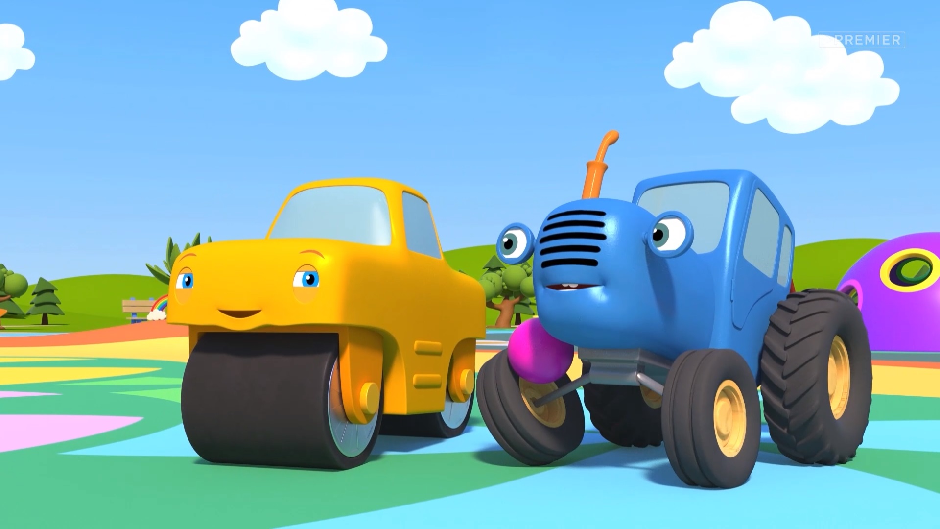 Синий трактор гагарина. Трактор Гоша поливалка. Синий трактор Гоша.