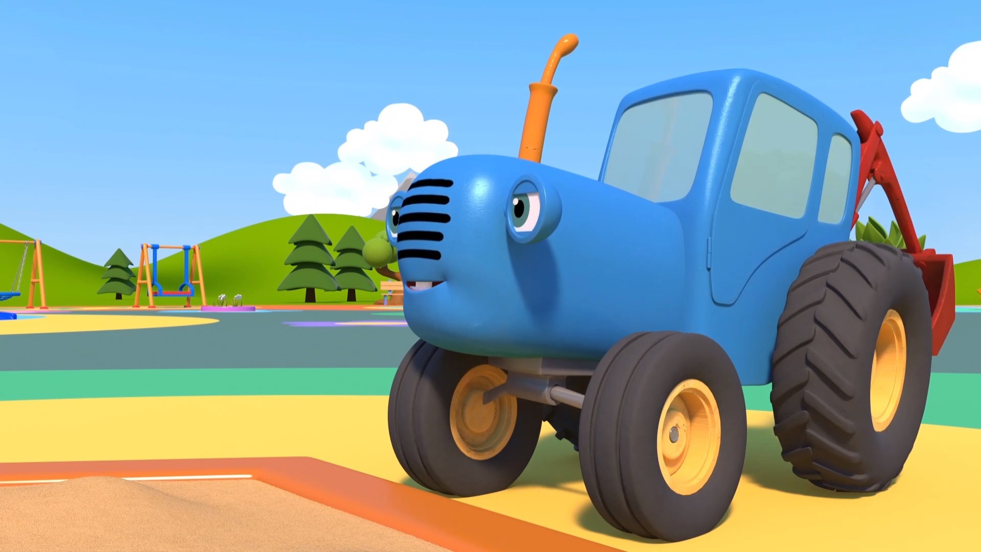 Просмотр синий трактор