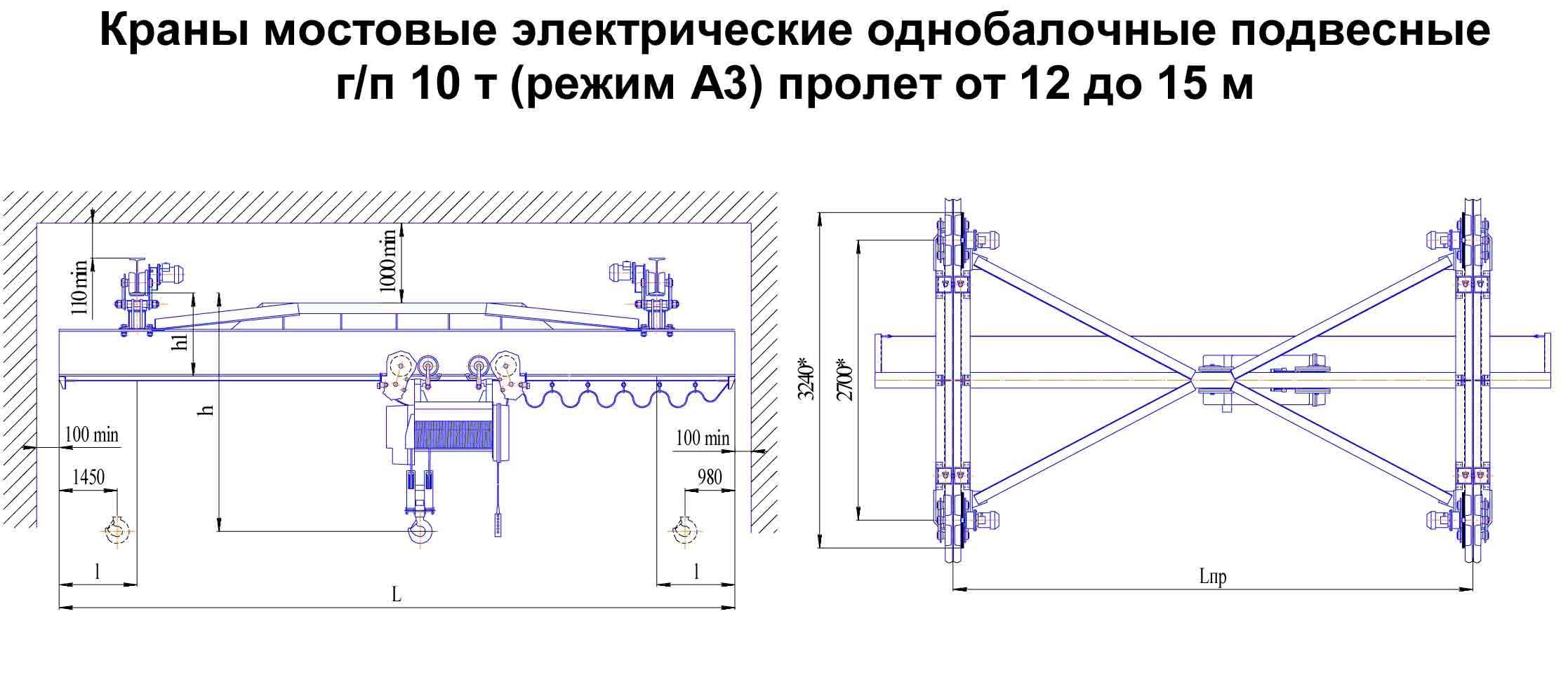 Электрический мостовой кран чертеж