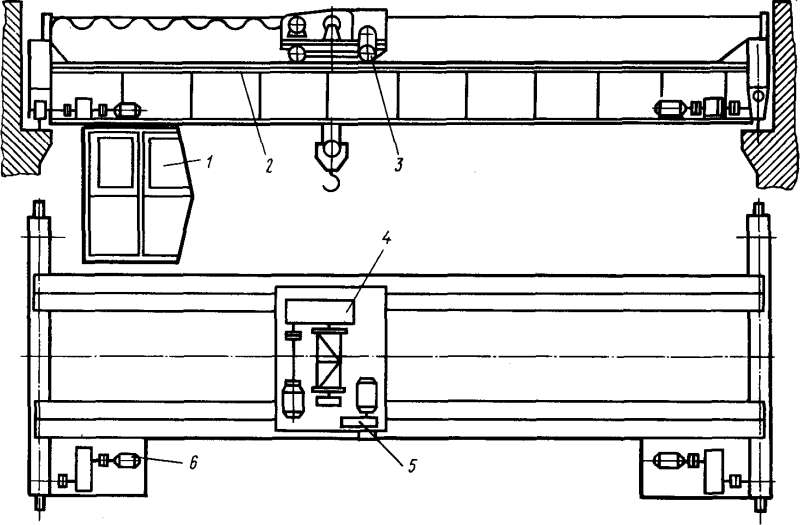 Схема двухбалочного мостового крана