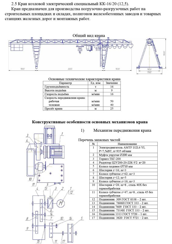 Кран козловой ККС-5 технические характеристики