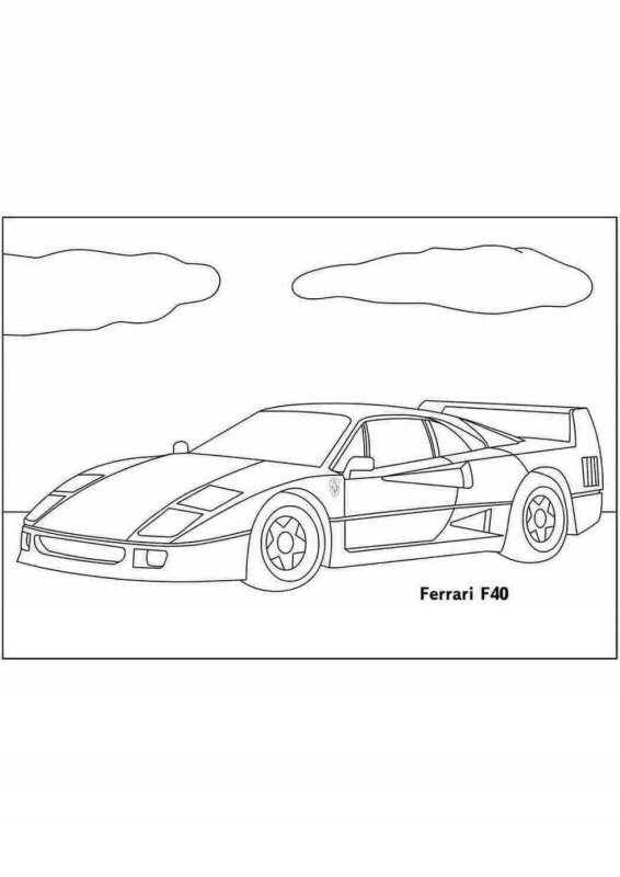 Раскраска машина Феррари f40