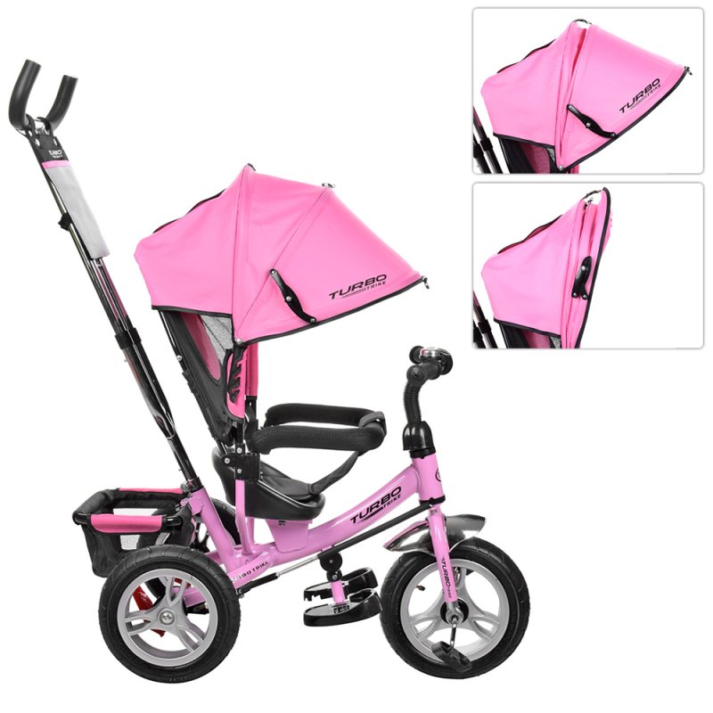 Велосипед трехколесный с ручкой, розовый, bl0097