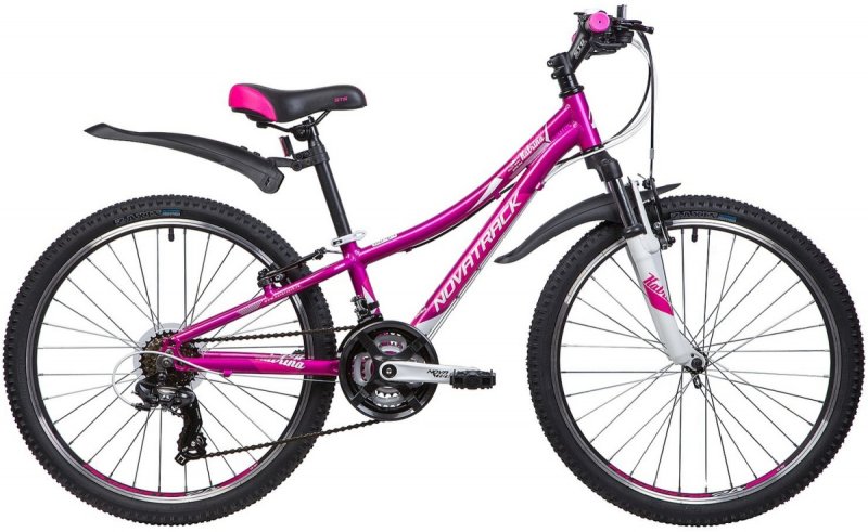 Велосипед Novatrack 24" Katrina, алюм.рама 12" фиолетовый, 21-скор, ty300/ts38/tz500, v-Brake