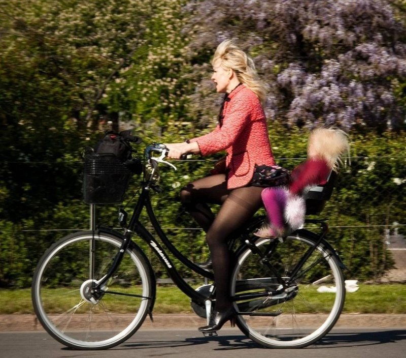 Девушки на велосипеде в юбке