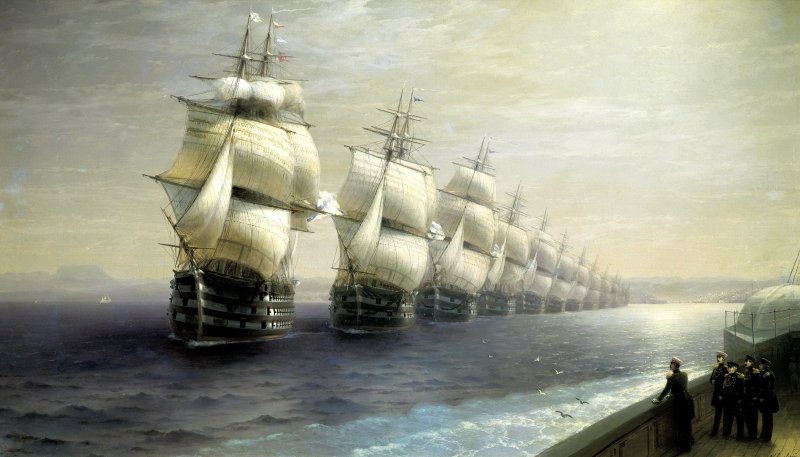 Айвазовский смотр Черноморского флота в 1849 году