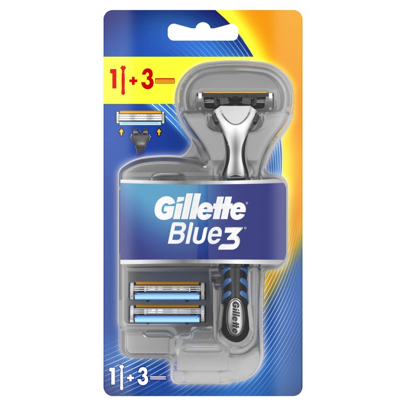 Gillette / бритвенная ручка blue3 + кассеты, 3 шт