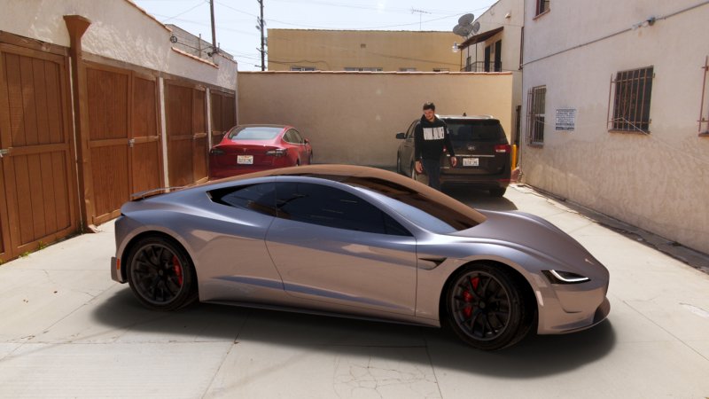 Tesla Roadster серый