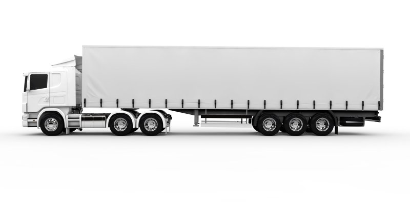 Грузовик Scania сбоку с прицепом