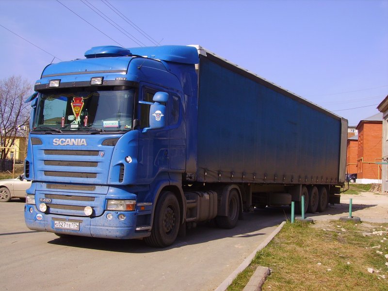 Скания r420 с прицепом тент