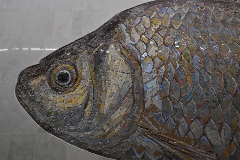 Метро рыбы мозаика Нагатинский Затон