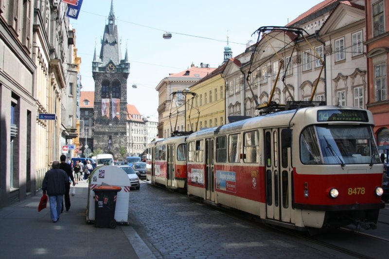 Трамваи в центре Праги