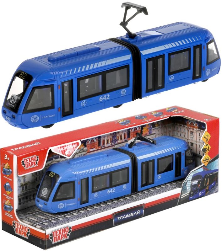 Модель Технопарк трамвай с резинкой tramnewrub-30pl-bu 307903