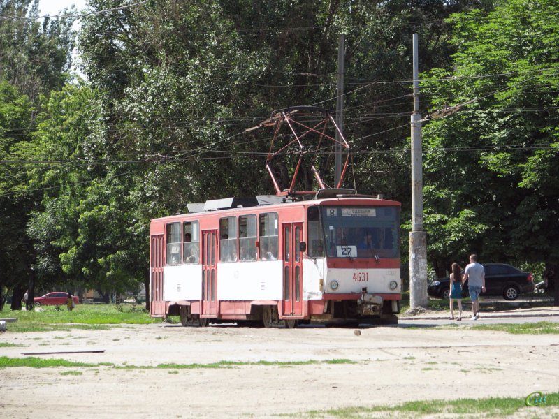 Сцепка трамвая Tatra т-6 в t3m