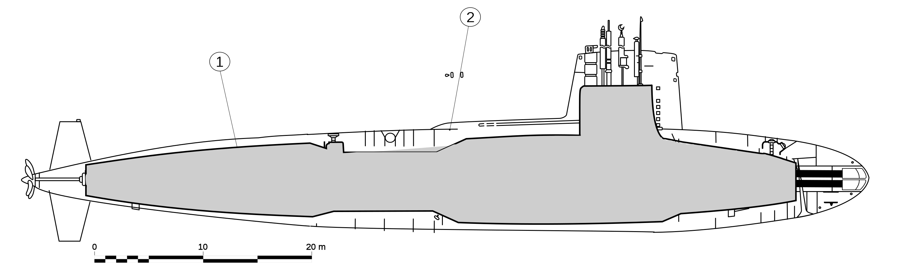 Строение подводной лодки схема