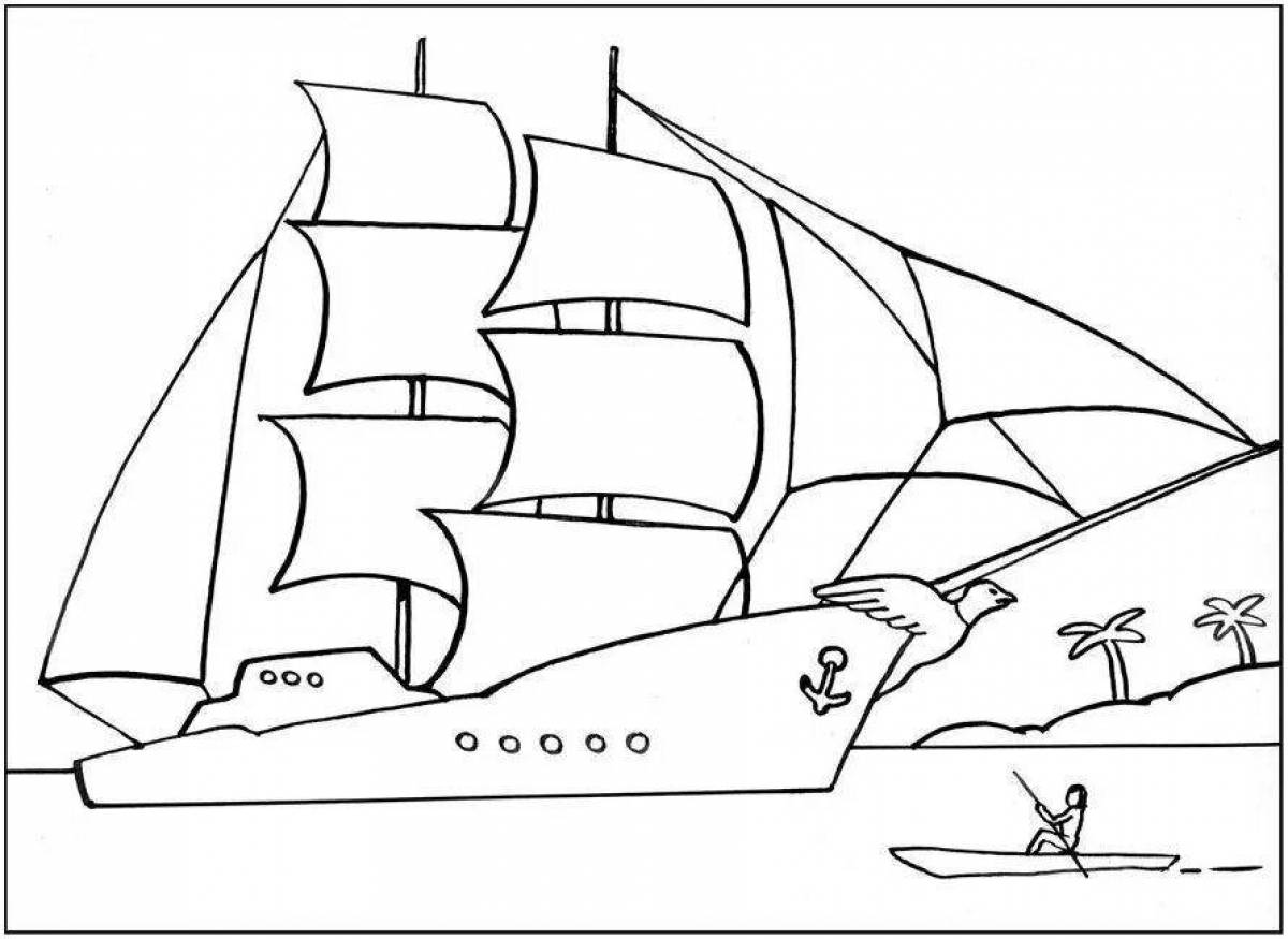 Картинка для раскраски корабль