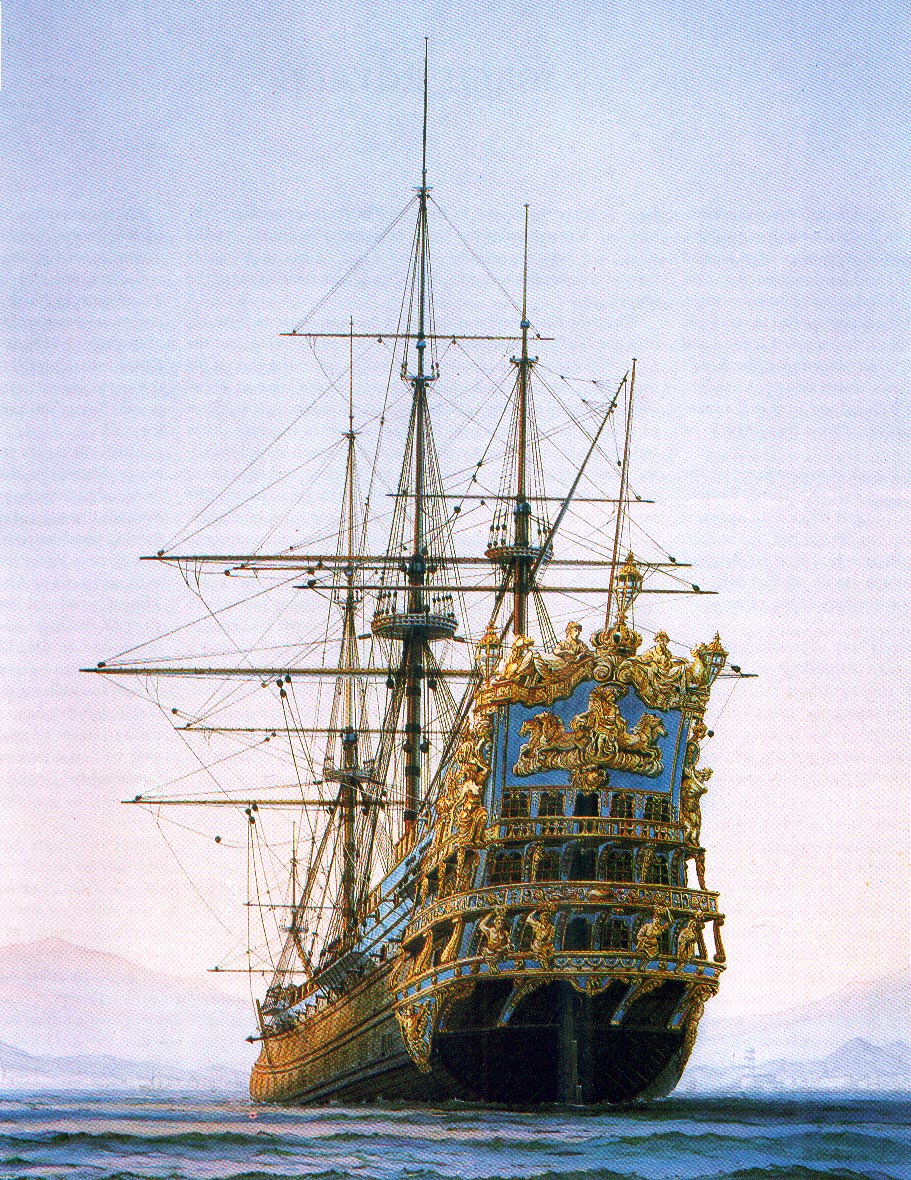 Солей рояль линейный корабль, 1749. Галеон линейный корабль 17 века. Старые фрегаты