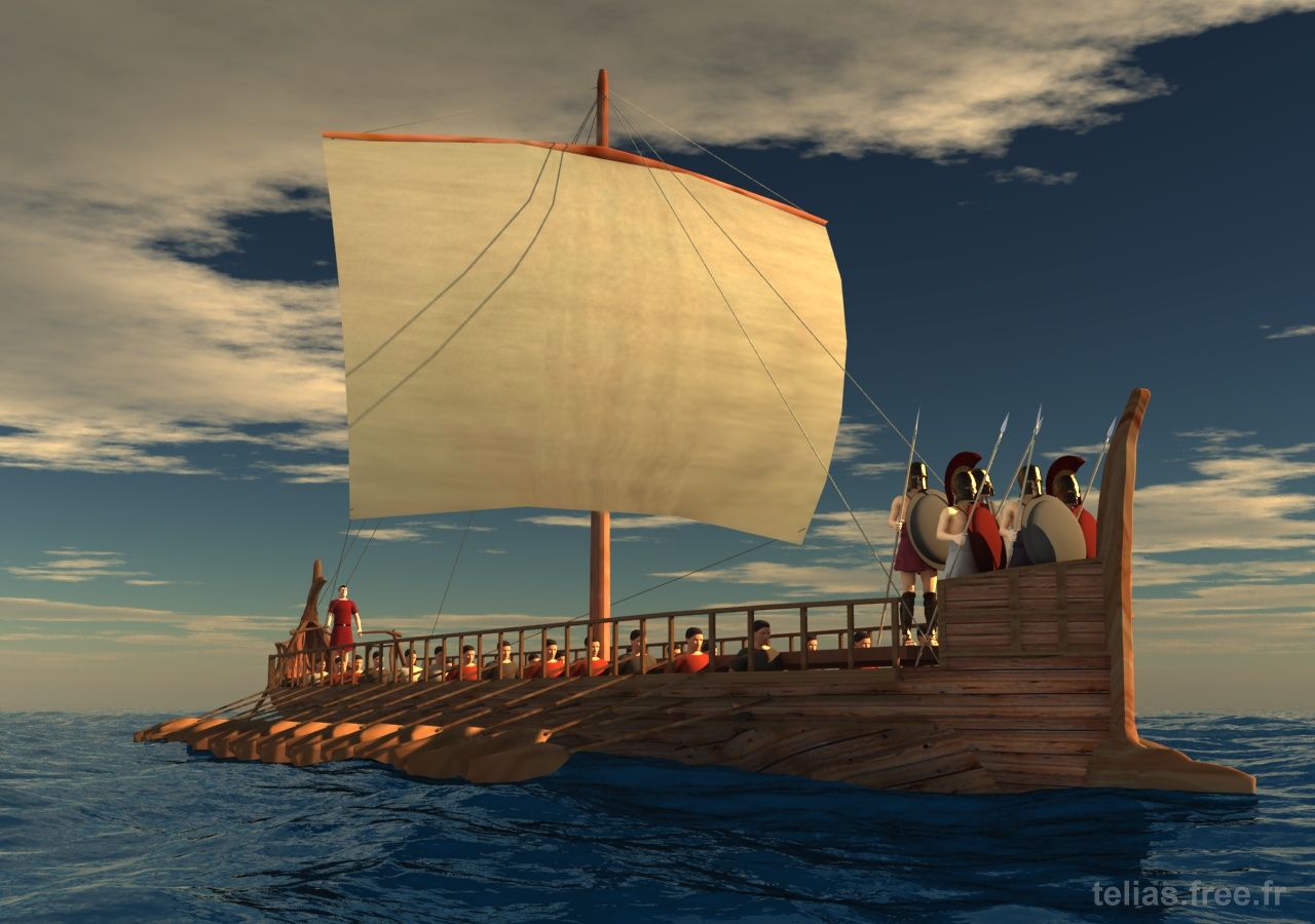Как назывались греческие корабли. Галера бирема. Бирема это в древней Греции. Греческая трирема. Бирема корабль.