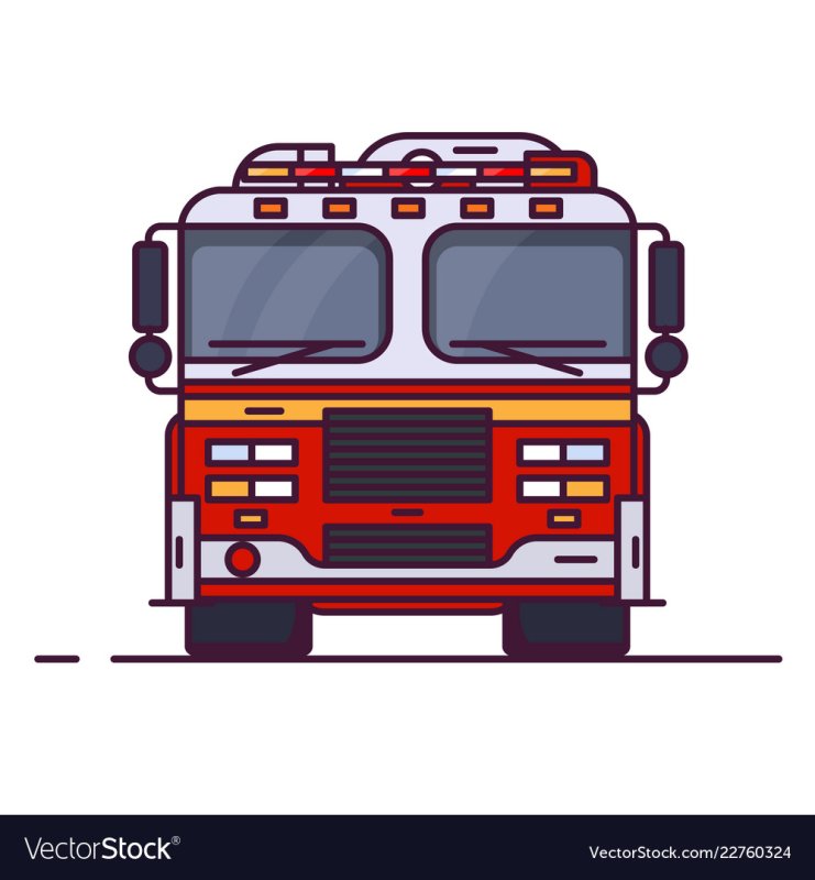 Пожарная машина вид спереди вектор