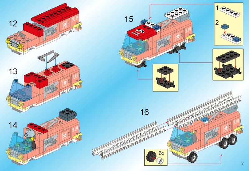 Пожарная машина LEGO 38 инструкция по сборке