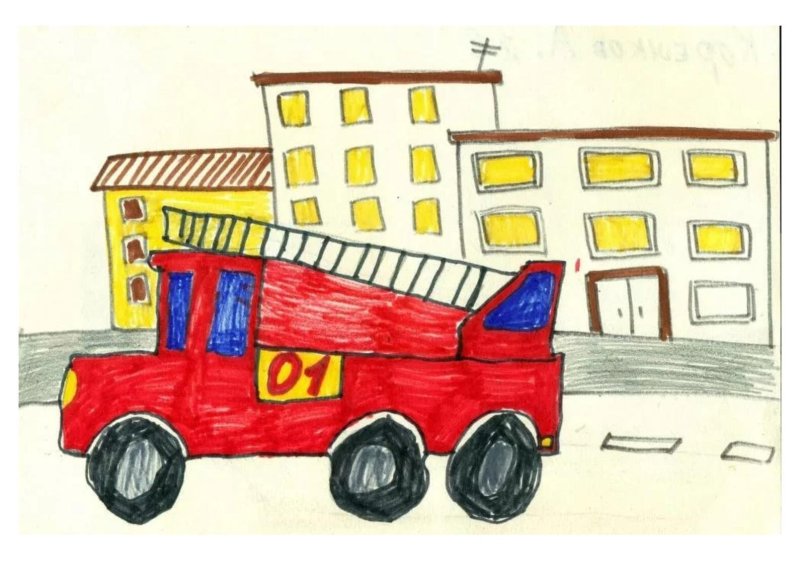 Рисование для детей пожарная машина