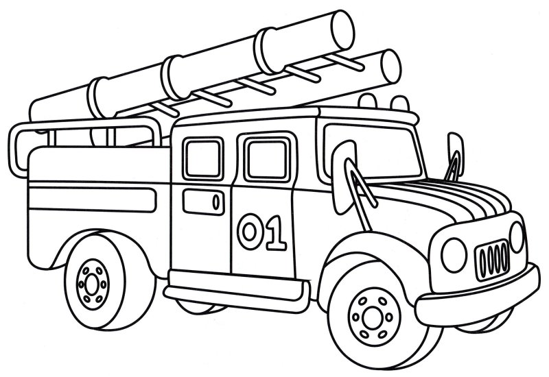 Раскраска пожарная машина ЗИЛ 130