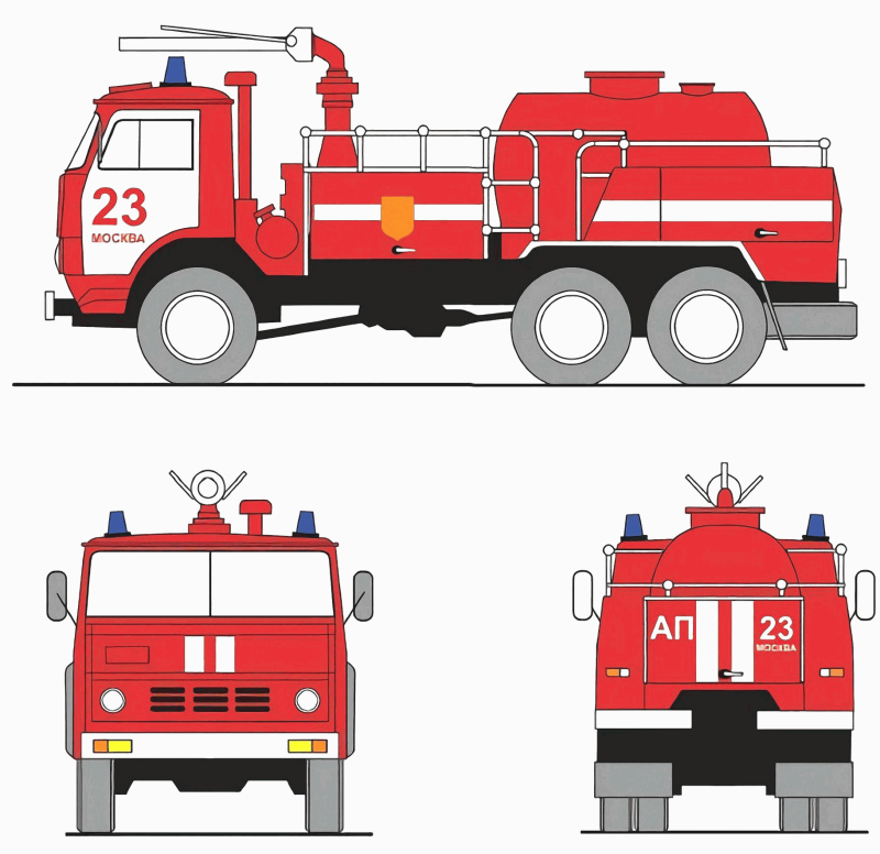 Пожарная машина с цветографической схемой