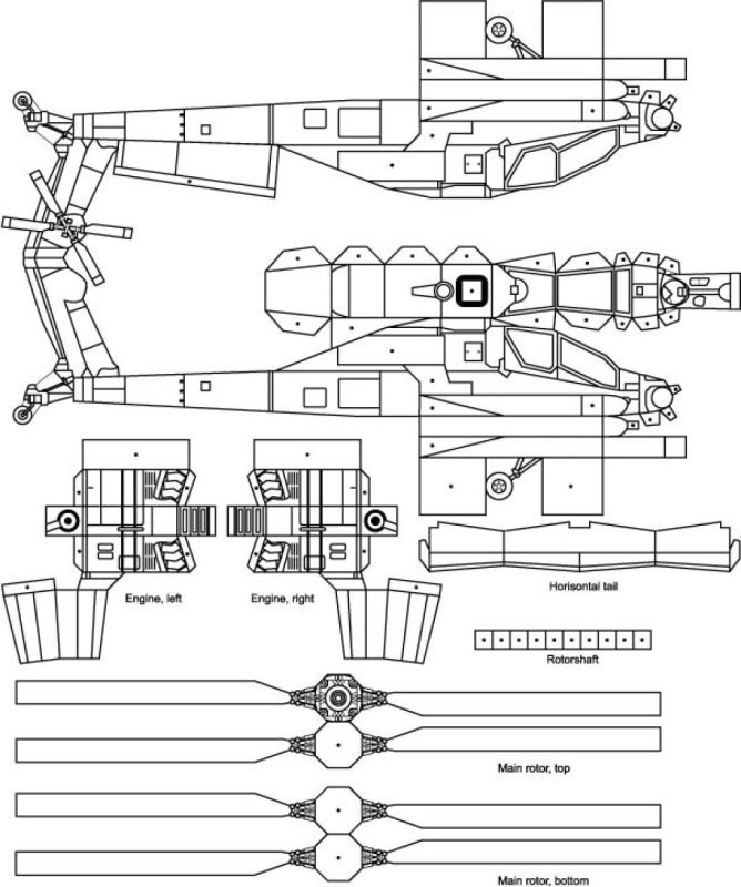 Схема вертолет из бумаги