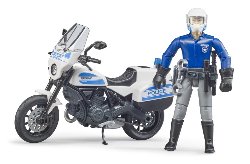 Мотоцикл Bruder Scrambler Ducati Cafe Racer с мотоциклистом (63-050) 1:16 19 см