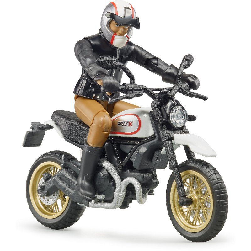 Мотоцикл Bruder Scrambler Ducati Desert Sled с мотоциклистом (63-051) 1:16 14.5 см