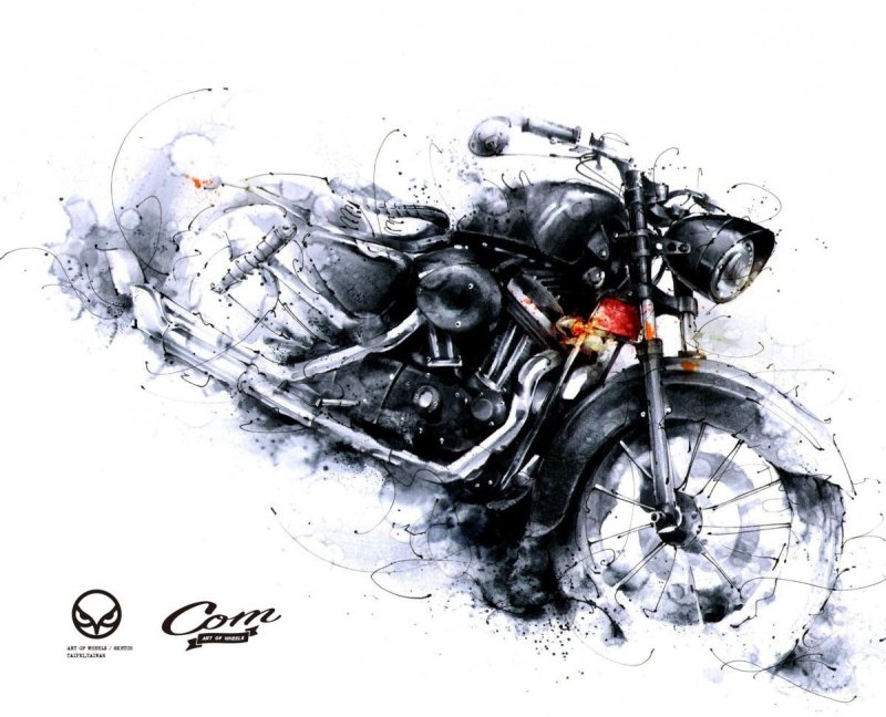 Мотоцикл акварель