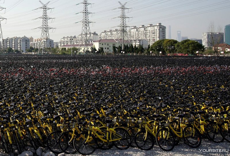 Свалка прокатных велосипедов Китай