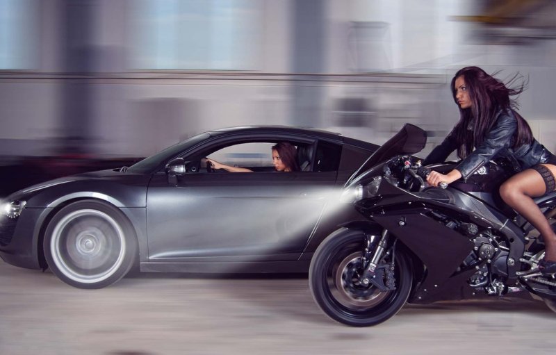 Фотосессия с мотоциклом и машиной
