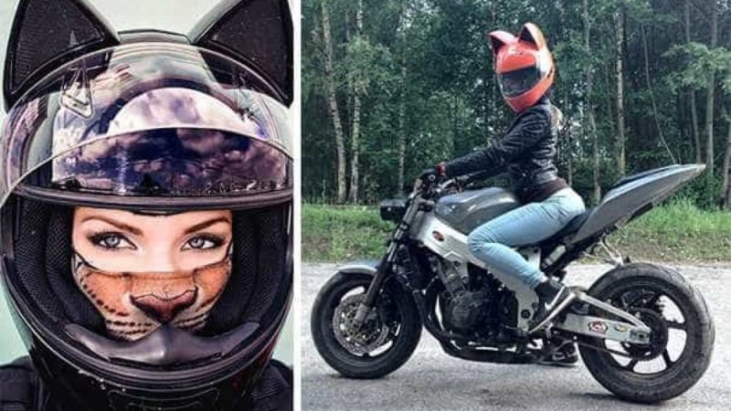 Красивые девушки на мотоциклах в шлеме