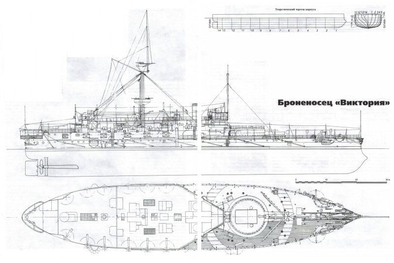 Броненосец Виктория 1893 чертежи