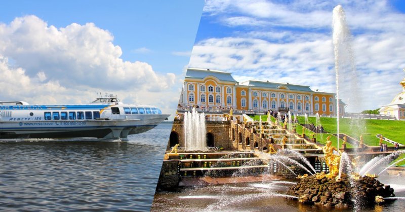 Петергоф в Санкт-Петербурге по Неве