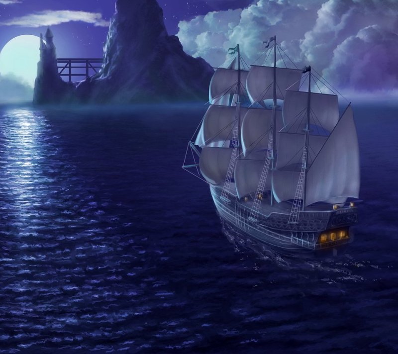 Анимация корабль на море