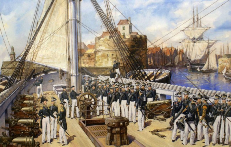 А.А.тронь. Гвардейский экипаж в 1814 году на фрегате архипел