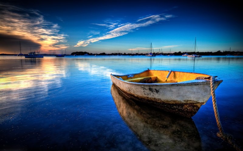Пейзаж море лодка
