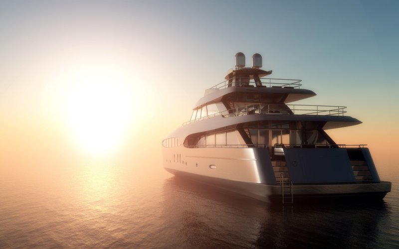 Красивая яхта в море