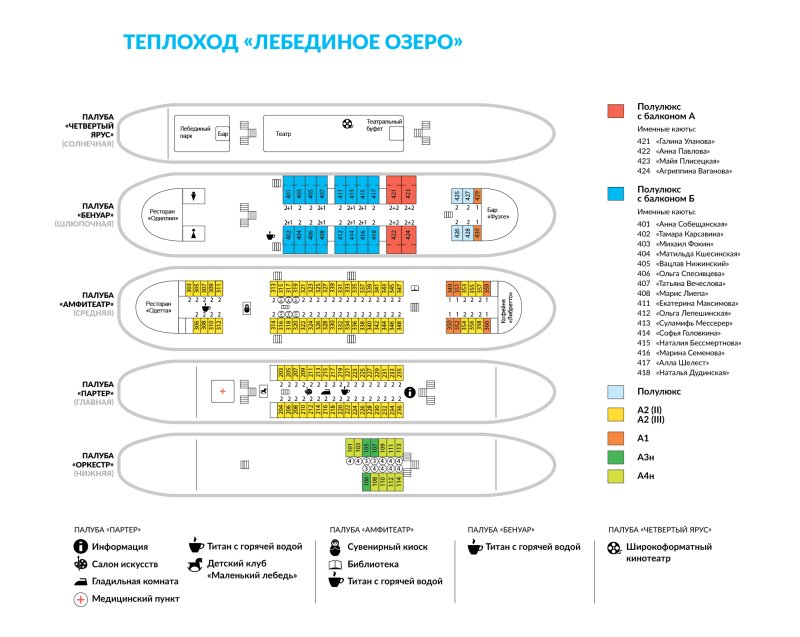 Теплоход Лебединое озеро каюты расположение