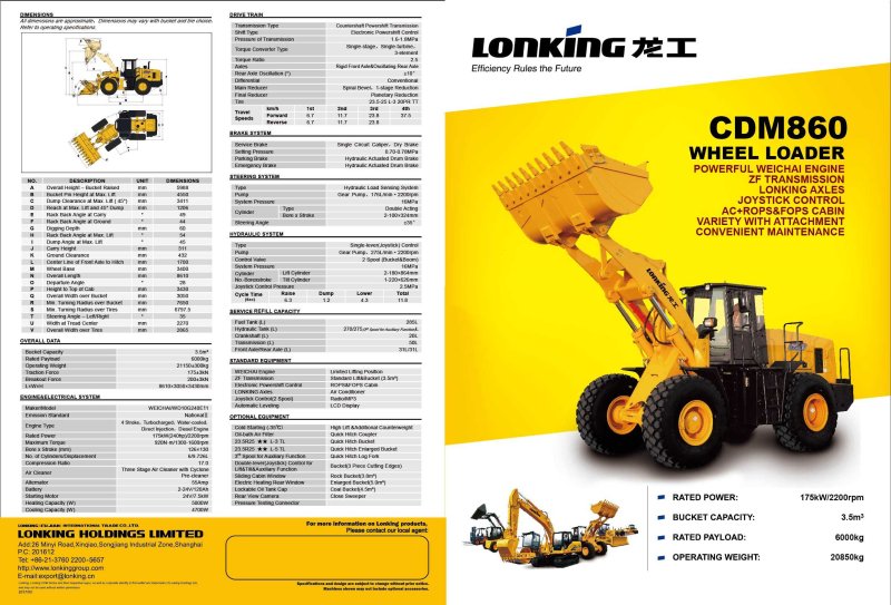 Lonking CDM 853 технические характеристики