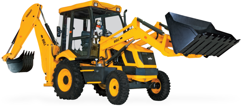 Трактор погрузчик желтый JCB