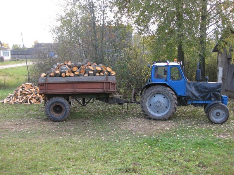 Трактор МТЗ 80 прицепная телега