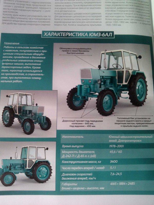 Трактор ЮМЗ 6 ал габариты
