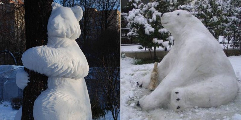 Снежная фигура медведь