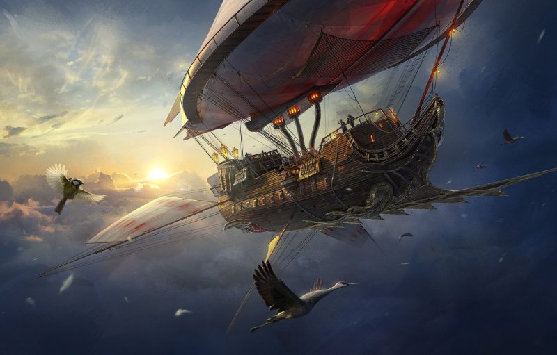 Steampunk Art дирижабль
